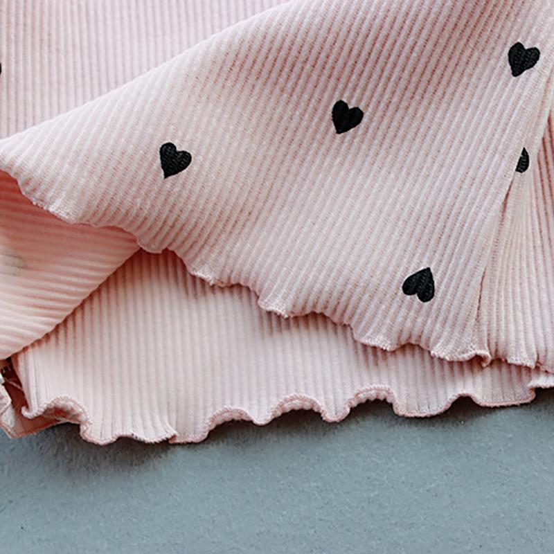 Koszula dla dziewczynek topy z długimi rękawami dla dzieci z okrągłym dekoltem Love Heart koszulka dla dzieci maluch najniższa bawełniana bluzka dziecięca