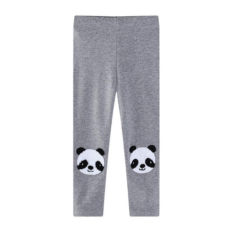 Girls' Summer Cotton Panda Embroidered Knit Leggings - Thin Style for Baby/Toddler