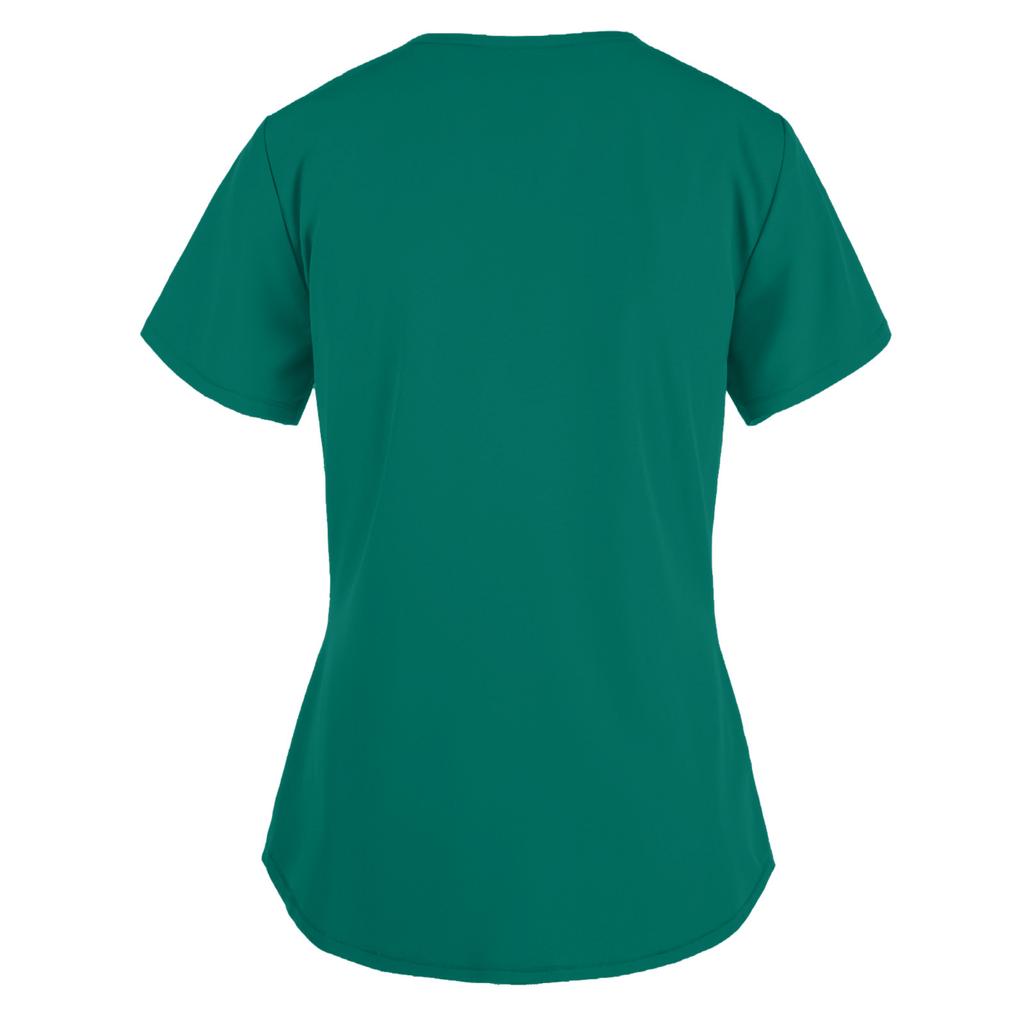 Damen Kurzarm V-Ausschnitt Oberteile Arbeitsfarbe Tasche Bluse