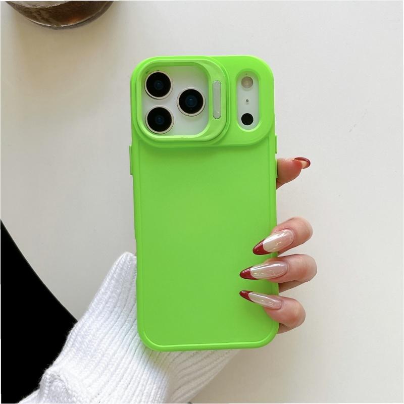 Fashion Fluorescent Candy Color Hide Lens Stand Phone Case For iPhone 17 Air 16 E 15 14 13 Pro Max Plus Bracket Anti-fall Cover