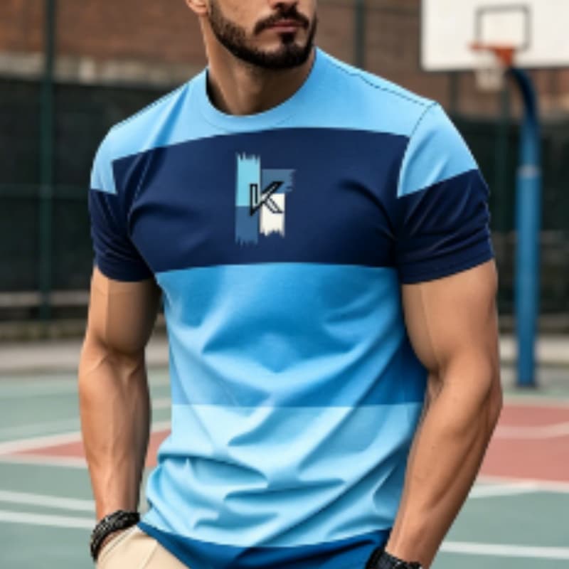 

Men s fashion 3D printed men s T-shirt round neck short sleeve, trendy street wear S