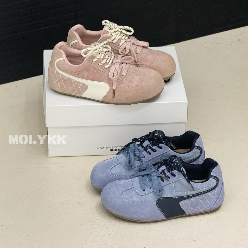 Lightweight Soft Sole~ Leather Single Ugly Cute German Training Shoes Women's 2025 Spring New Two-color Shoelaces Casual Forrest Gump Shoes.