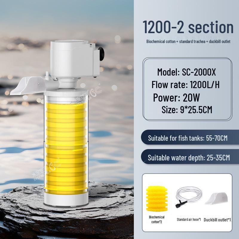 Fish Tank Filter with Built-in Circulation Pump & Waste Separator