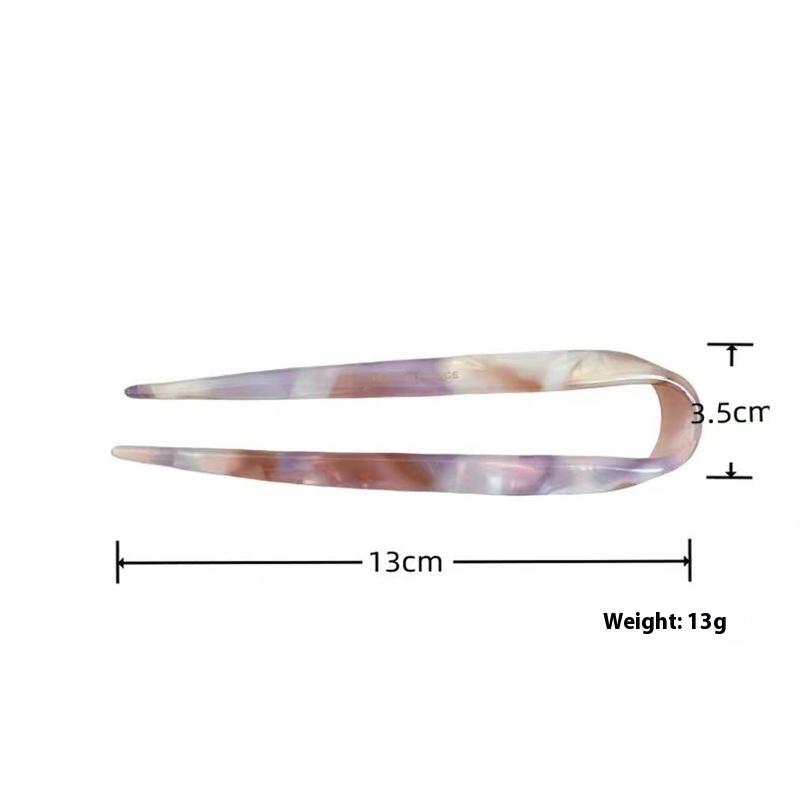 U-Shaped Hair Sticks Acetate Acrylic Hair Fork Hair Clips Fashion Bow Hairpin Geometric Headwear Women Girls Hair Accessories