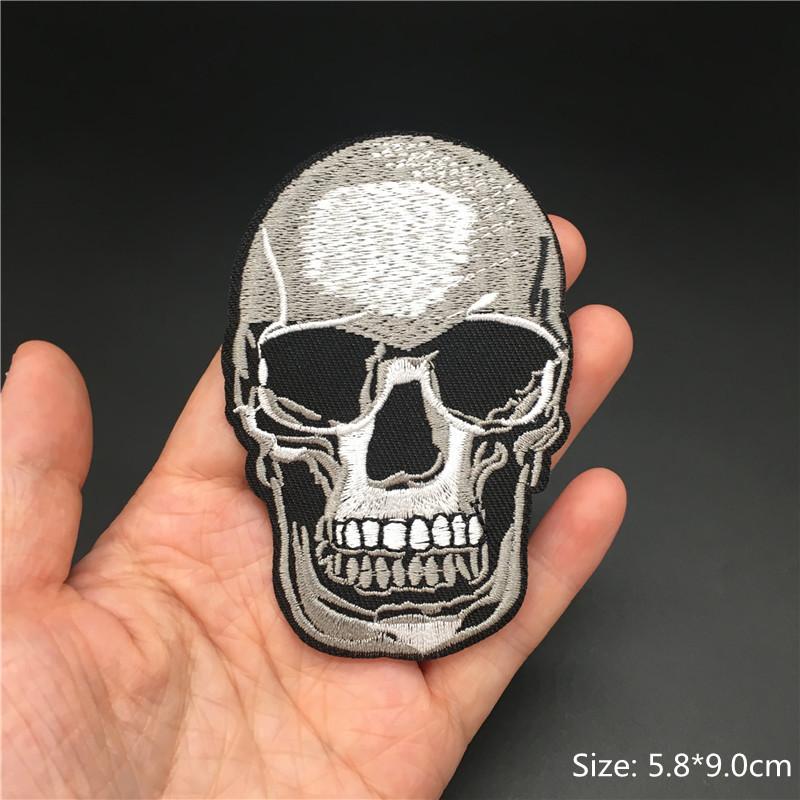 Rock Punk Patches On Clothes Clothing Thermoadhesive Patches Iron On Embroidered Patches Ghost Zipper Black And White Sewing