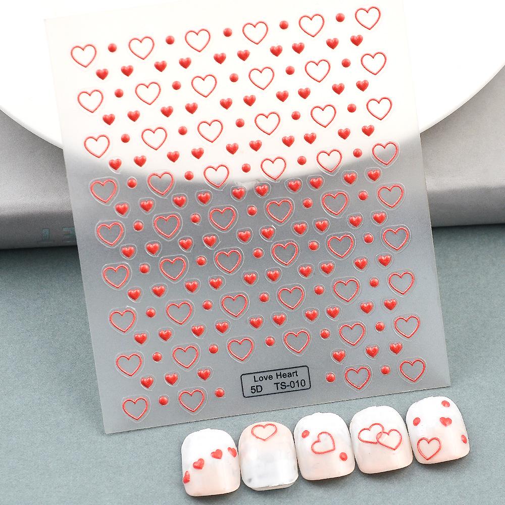 3D Embossed Valentine's Day Nail Stickers - Blue Wheat Ear Flower Design