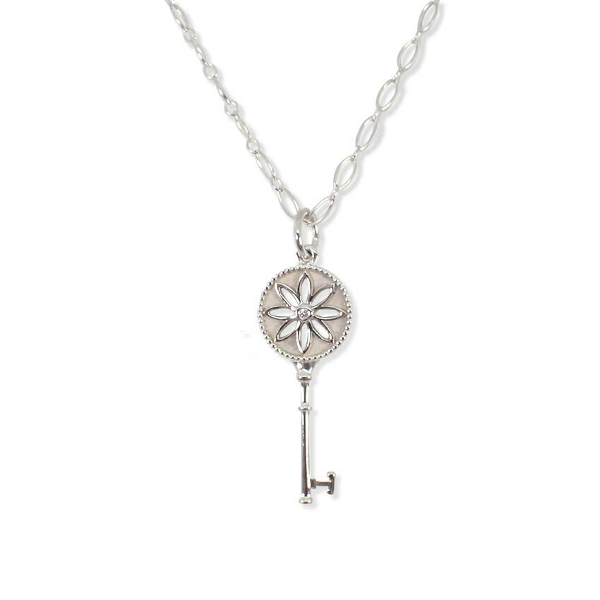 

[Used] TIFFANY 925/750 Daisy Key Diamond Pendant/Oval Link Chain Necklace/g507-46