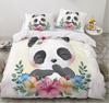 Cartoon Cute Panda Duvet Cover 3D Printed Bedding Set Children Gift Girls Single Large King Size 3-Piece Set with 2 Pillowcases