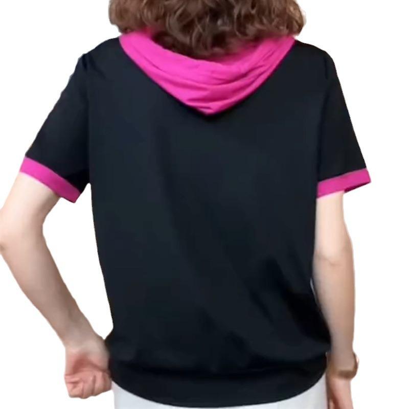 New Summer Hooded Short-sleeved T-shirt for Women with Versatile Temperament, Slim and Age-reducing Loose Letters and Diamond Top for Women