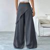 Women's Casual Fashion Solid-Color Elastic Waistband Wide-Leg Straight-Leg Pants With Pockets