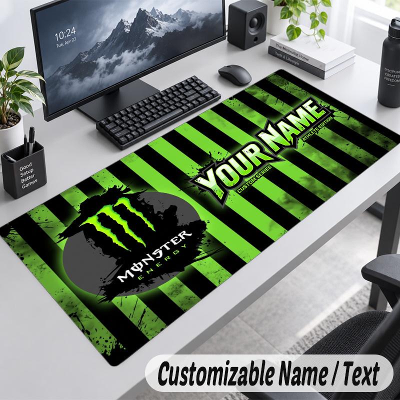 Monster Energy Personalized Large Mouse Pad Custom Name Text Extended Desk Mat Gaming Mousepad