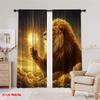 2D flat printing 2pcs Party Curtains Lion Sun Versatile Durable Polyester  Without Electricity Spring Party & Holiday Decor