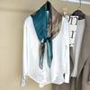 100% Mulberry Silk Scarf 90x90cm Blue Crane Print Square Shawl Women Fashion Commute
