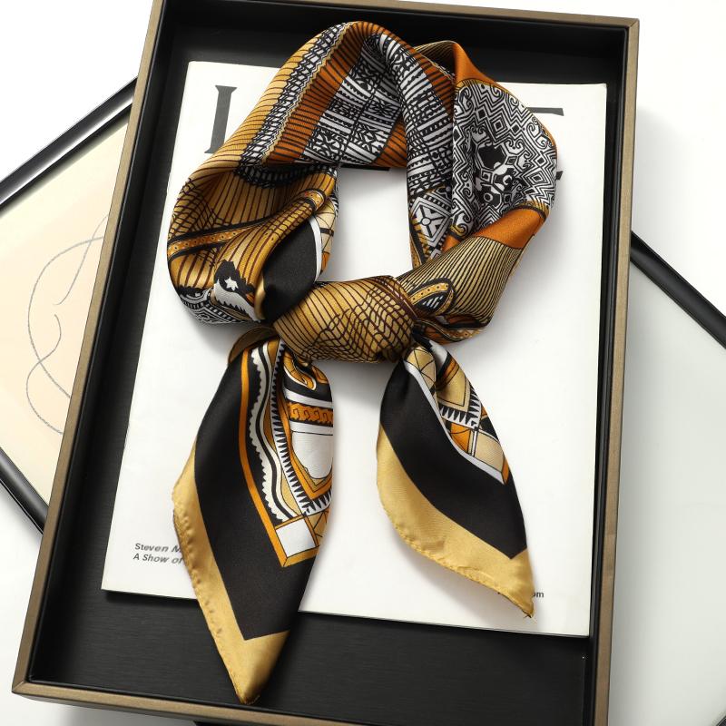 70*70CM Fashion Silk Square Scarf Women Satin Shawl Wrap Hijab Female Hair Band Luxury Ladies Print Design Headband Scarves