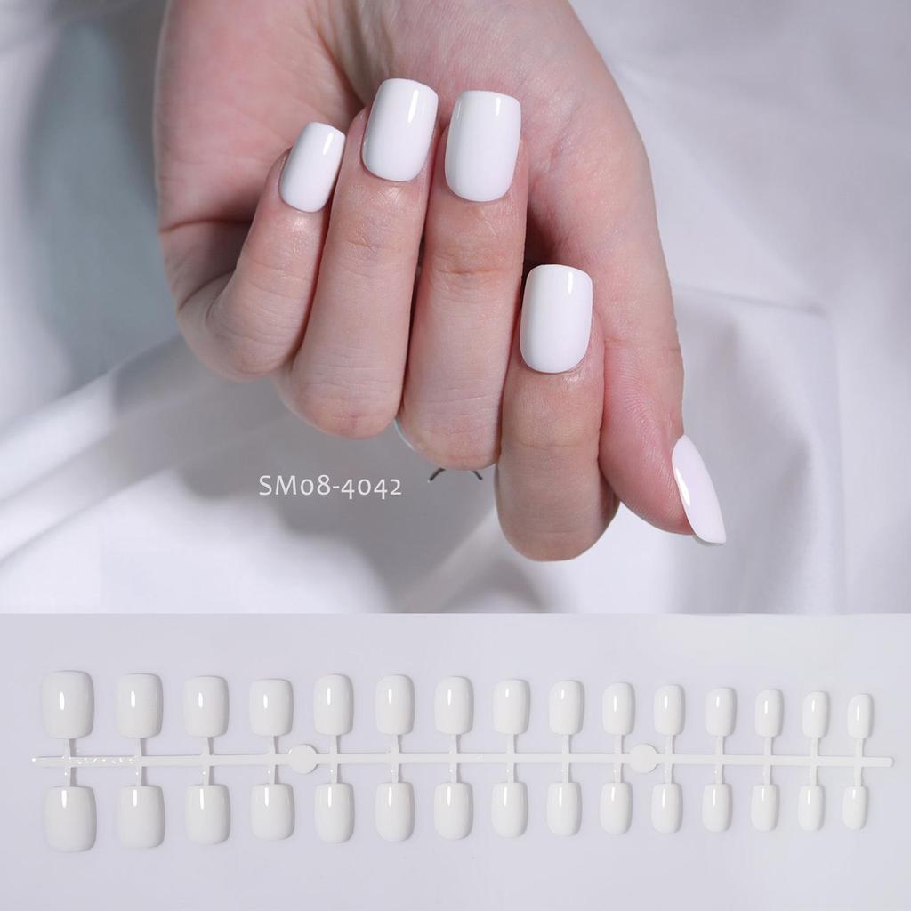 Autumn & Winter Solid Color Short Square Nails - 30 Pre-made Pieces in Striped Bag
