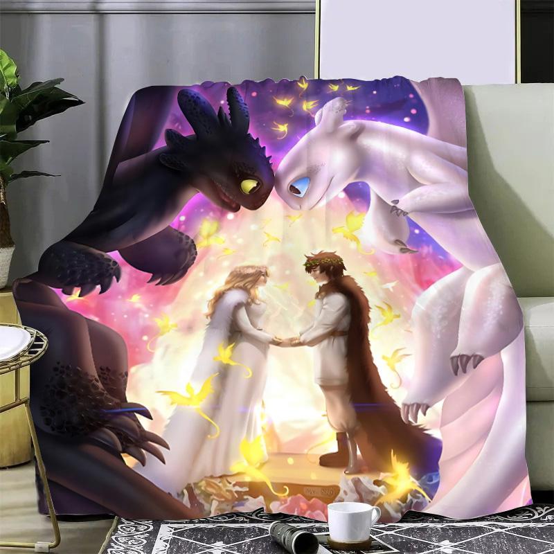 Heißer Film Drachenzähmen Leicht Gemacht Niedliche Drachen Aufgedruckte Picknickdecken Warme Decke Weiche und Bequeme Decke Zuhause Reisen Geburtstagsgeschenk