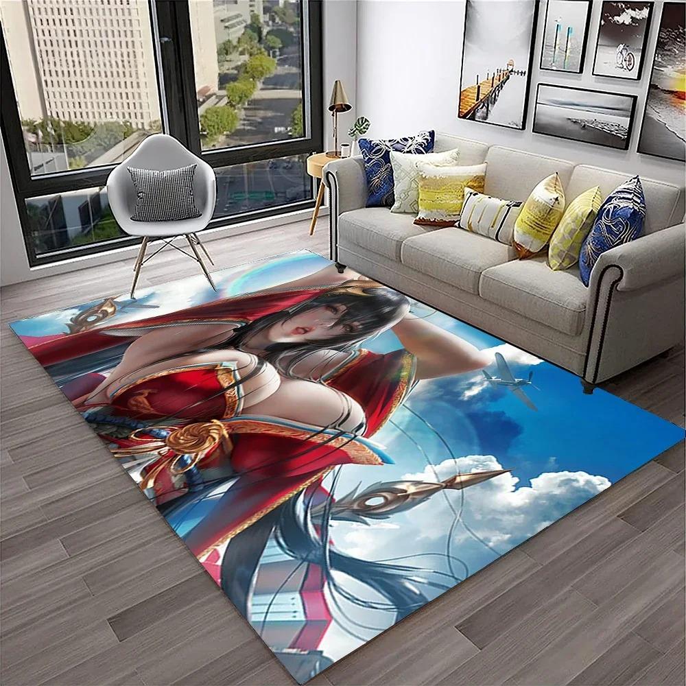 3D Anime Game Character Sexy Lace Girls Cartoon Carpet Rug for Home Living Room Bedroom Sofa Doormat Decor,Area Rug Non-slip Mat