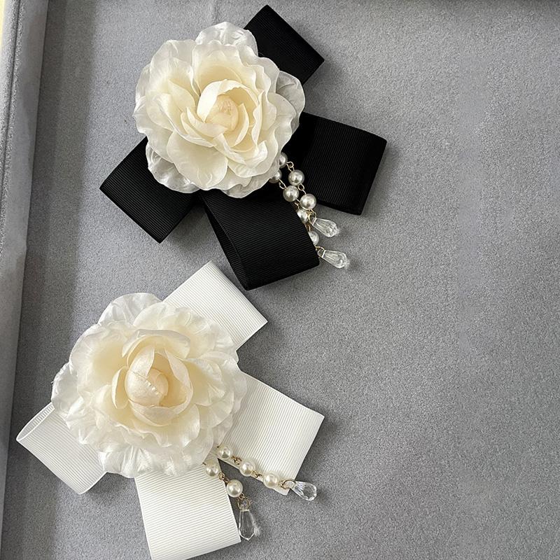 1Pc Pearl Women Rose Flower Casual Party Accessories Mother's Day Gift Botanical Pins Brooches Fabric