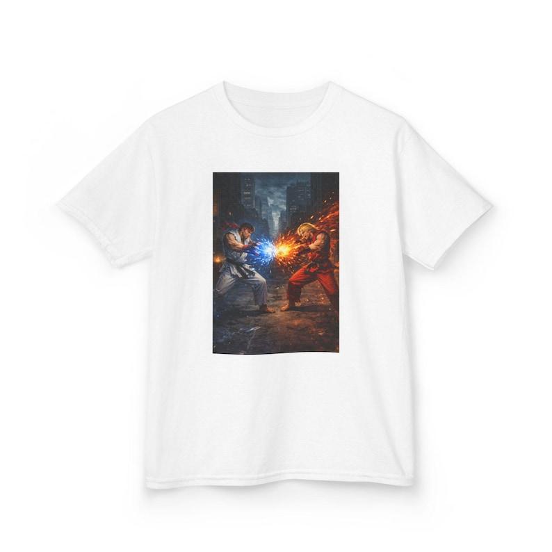 Street Fighter Ryu vs Ken Fire vs Ice Battle Kids T-Shirt | Fantasy Duel Illustration 110