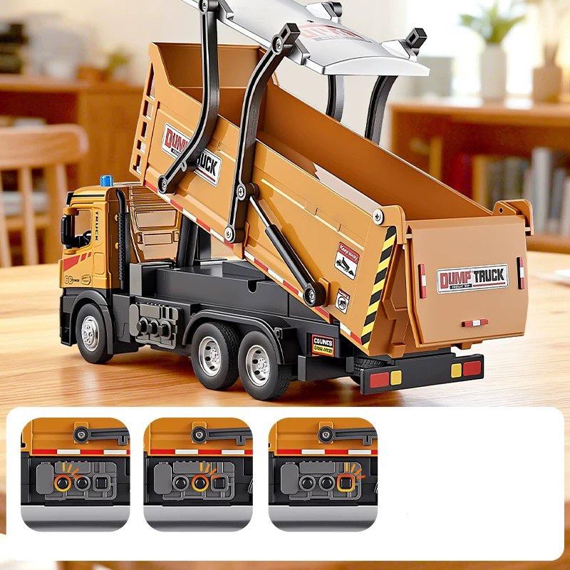 1/24 City Heavy Electric Tipper Dump Truck Model Metal Slag Coal Mine Transport Vehicles Car Model Sound and Light Kids Toy Gift