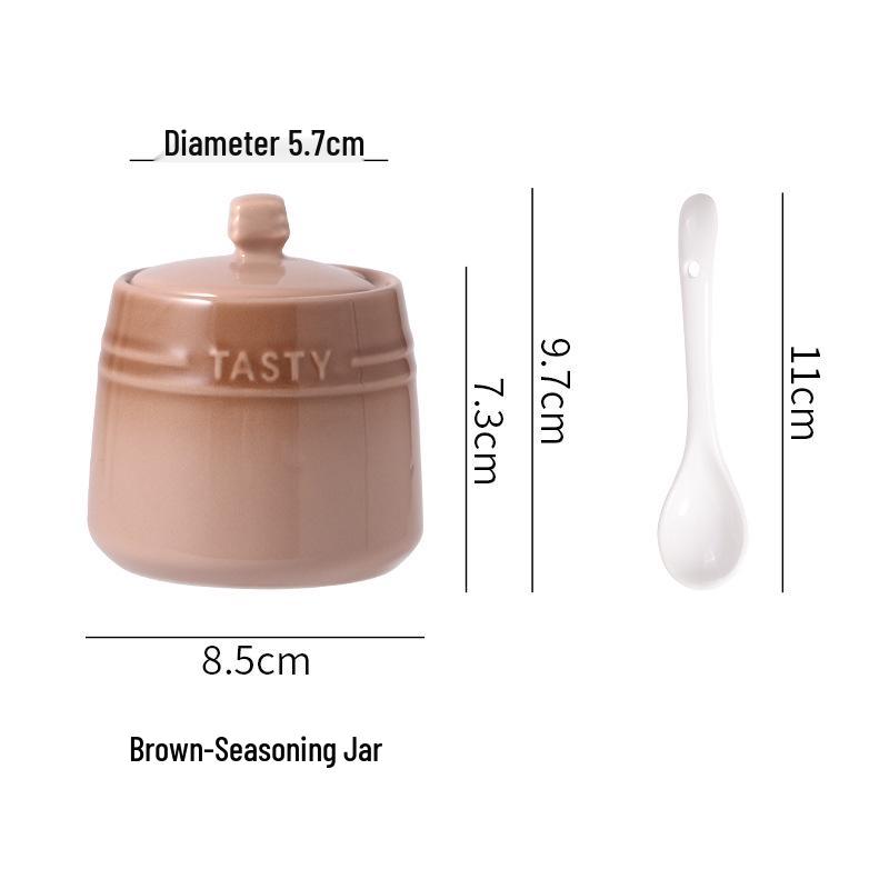 French Gradient Rainbow Ceramic Condiment Jar Set - Small Jars for Salt, Sugar, and Seasoning