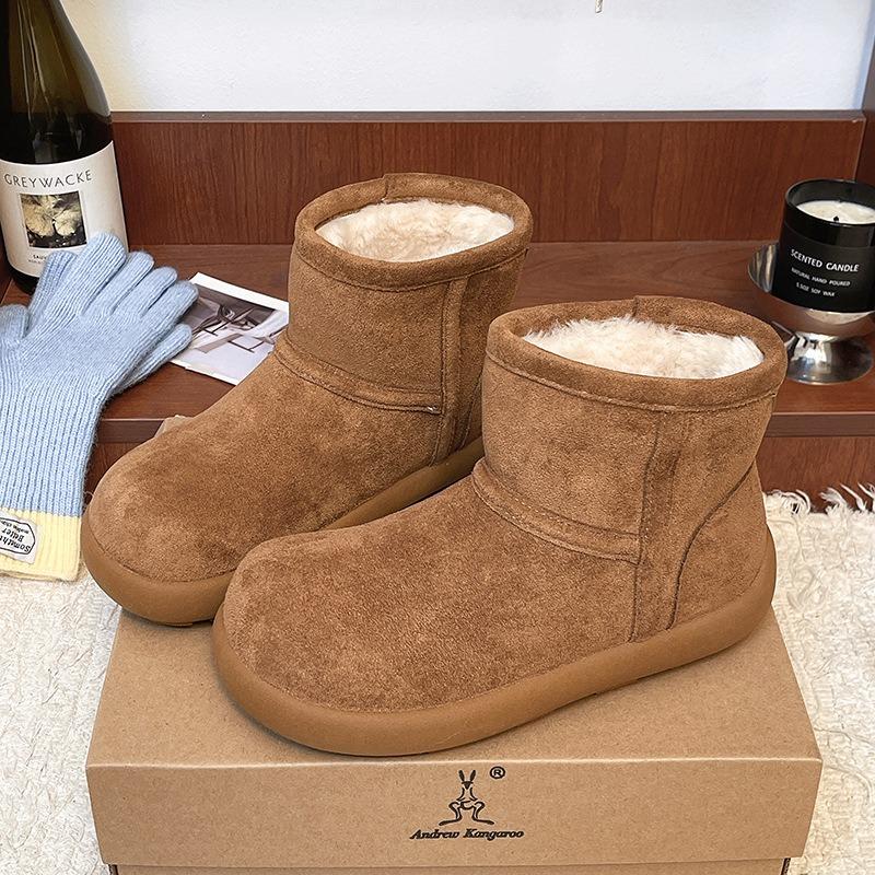 Couple Versatile Snow Boots Women's Autumn and Winter New Thick-soled Velvet Thickened Warm Bread Cotton Shoes Non-slip Short Boots