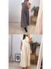 2026 Women's Autumn European & American Fashion: Elegant Sleeveless Round Neck Pleated Long Dress