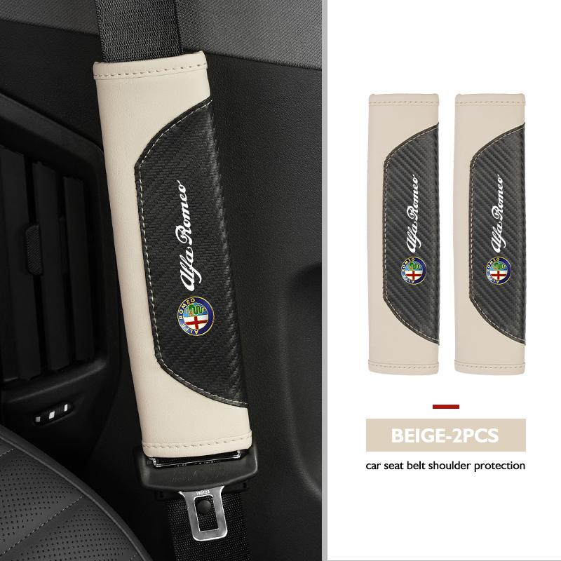 BQVLT1 Car Seat Belt Shoulder Cover Protection Pads Safety Belt Accessories For Alfa Romeo GT Stelvio F1 Brera Volante Tonale Gloria