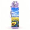 1PC Sunflower Blue Sky Countryside Print 750ml Color Plastic Sports Water Bottle Leakproof Flip Straw Lid Suitable for Sports Office Home Use