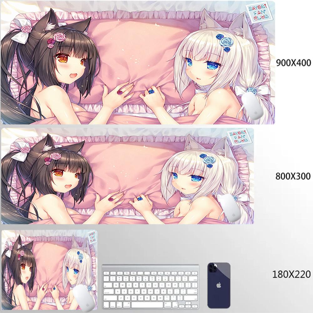 Large Nekopara Escritorio Mouse Pad Non-Slip Rubber Laptop Cushion Gabinete Gamer Mousepad Pc Kawaii Cute Anime Girls Deskmat