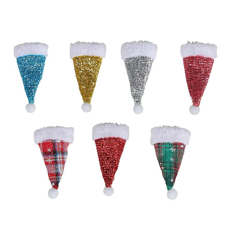 7 Pcs Set Mini Christmas Hat for Knife and Fork, Christmas Knife and Fork Cap, Christmas Evel Decorations, Christmas Gifts for Women and Kids