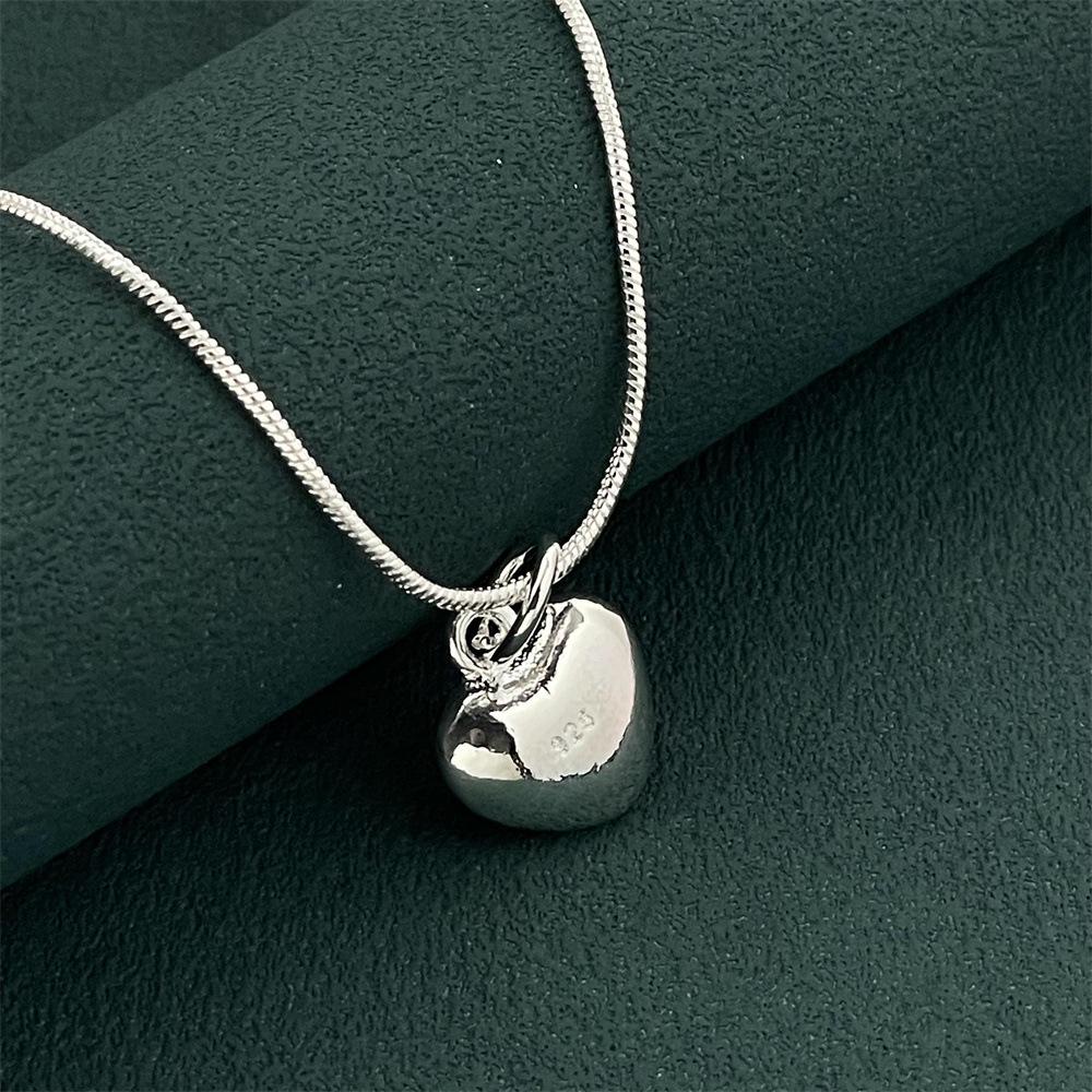 Silver Plated 925 Heart Necklace with 40CM Snake Bone Chain