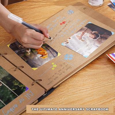Scrapbook Photo Album DIY Hard Cover Loose Leaf Vintage Kraft Paper Wedding Travel Picture Collection Book Adventure Photo Album