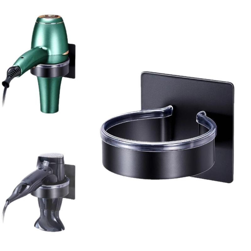 Punch-Free Hairdryer Storage Rack Wall Mounted Hair Dryer Holder Stand Shelf For Home Bathroom Dressing Room No Drill Organizer