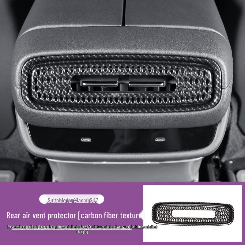 “Compatible with Xiaomi SU7 Rear Fridge Vents, AC USB Ports, Door Buttons, and Center Console Protection.”