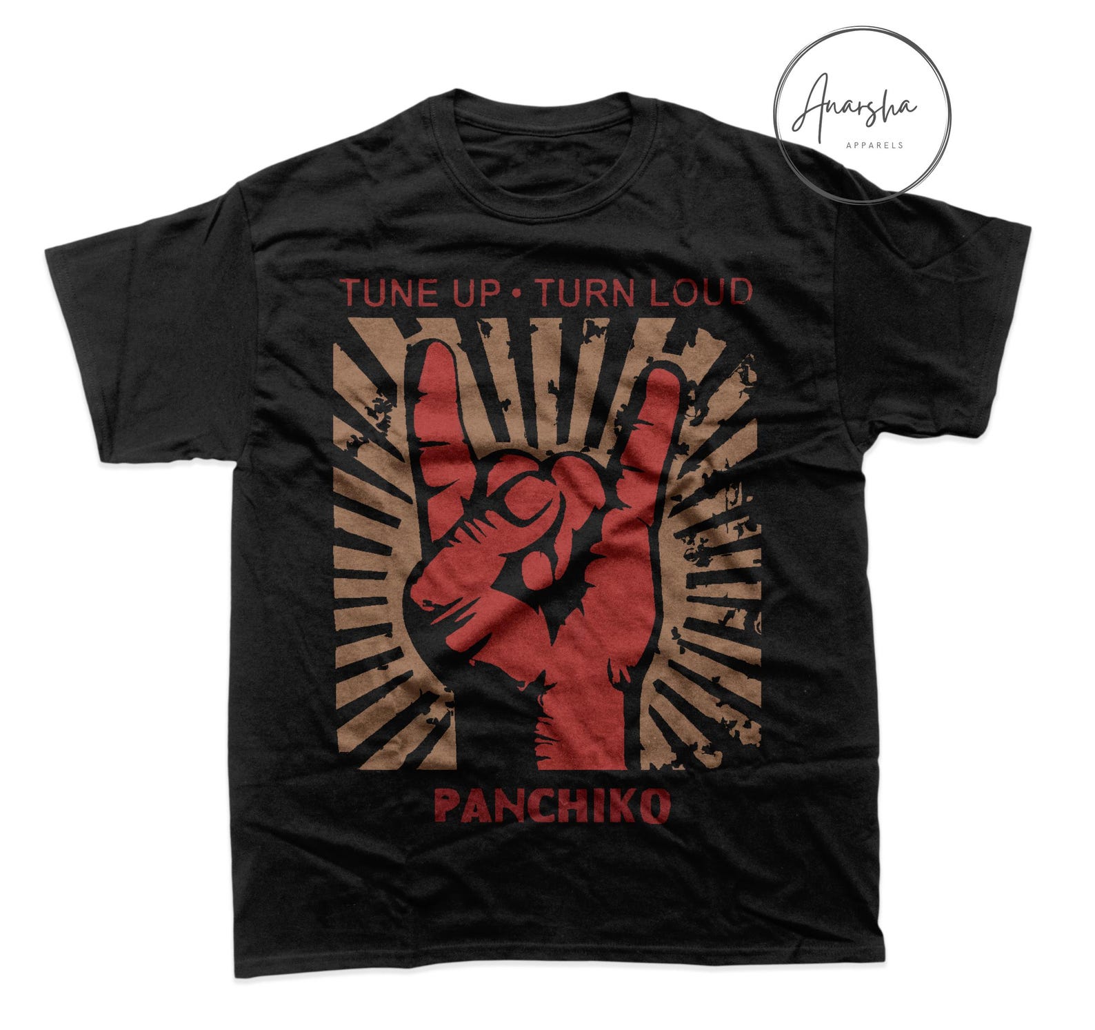 Panchiko Band Tee, Rock Hand Graphic, Gildan 5000 4XL