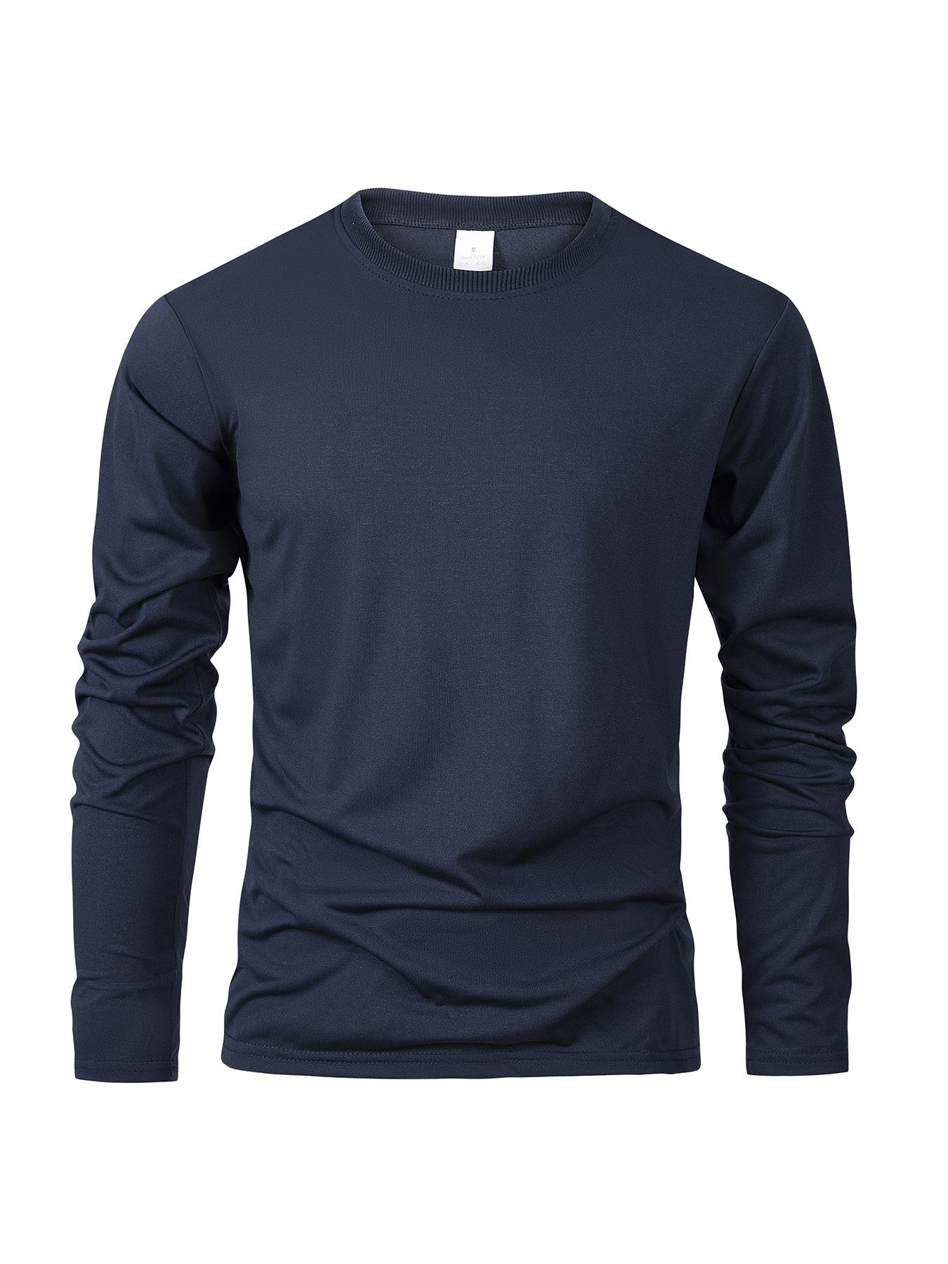 

Spring Autumn Men‘S T-Shirts Long Sleeve Casual Tops Solid Color High Quality Black T-Shirt Classic Men Clothing 3XL темно-синий
