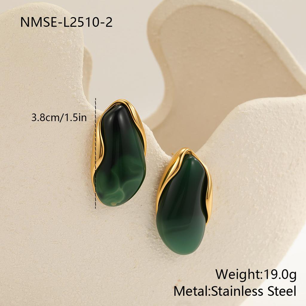 Color Retro Amber Resin K Gold Earrings French Light Luxury ins Premium Maillard Stud Earrings Women