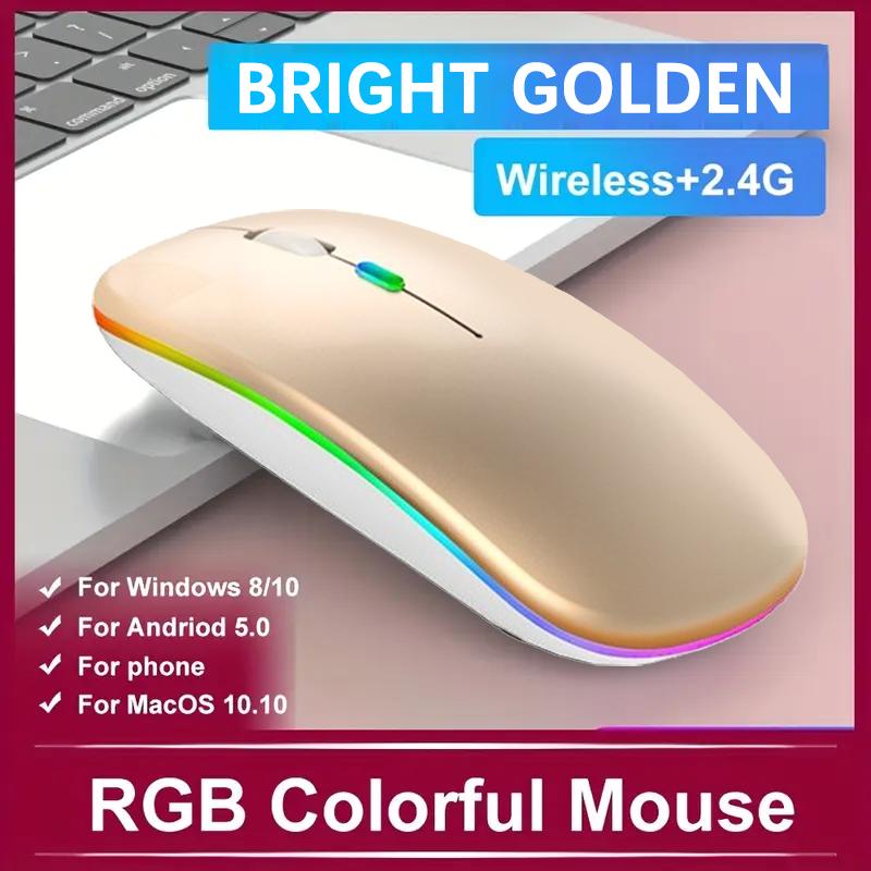 Wireless Rechargeable Mouse With LED Backlight Bluetooth Gaming Mouse Suitable For MAC/Laptop/PC/Windows