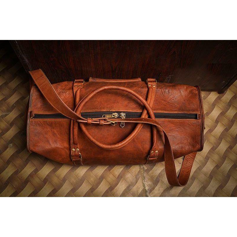 25" Men Genuine Leather Duffel Bag Travel Weekender Overnight Luggage (25 Inch)