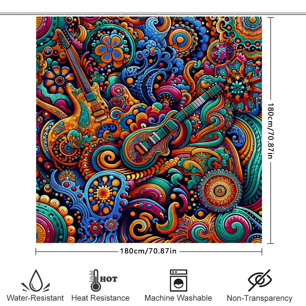 Colorful Mandala Bath Shower Curtain Wall Hanging for Bathroom Decor, Yoga Studio or Spa Room Polyester Fabric with Hook Rings