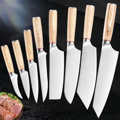 9-teiliges japanisches Messerset, Fischschneiden, Kochen, Santokumesser, Hartstahl, Sashimi, Sushi, multifunktionales Kochmesser