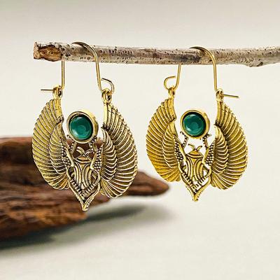 Egyptian-Inspired Sacred Moth Wing Dangle Earrings - Tribal Boho Style for Women