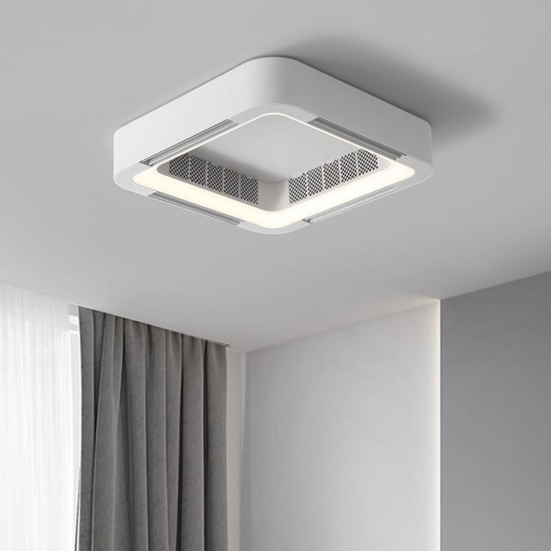 Modern Bladeless App Ceiling Fan Lamp Foyer Bedroom Remote Control Square Ventilator Electric Fan Household LED Lighting Fan