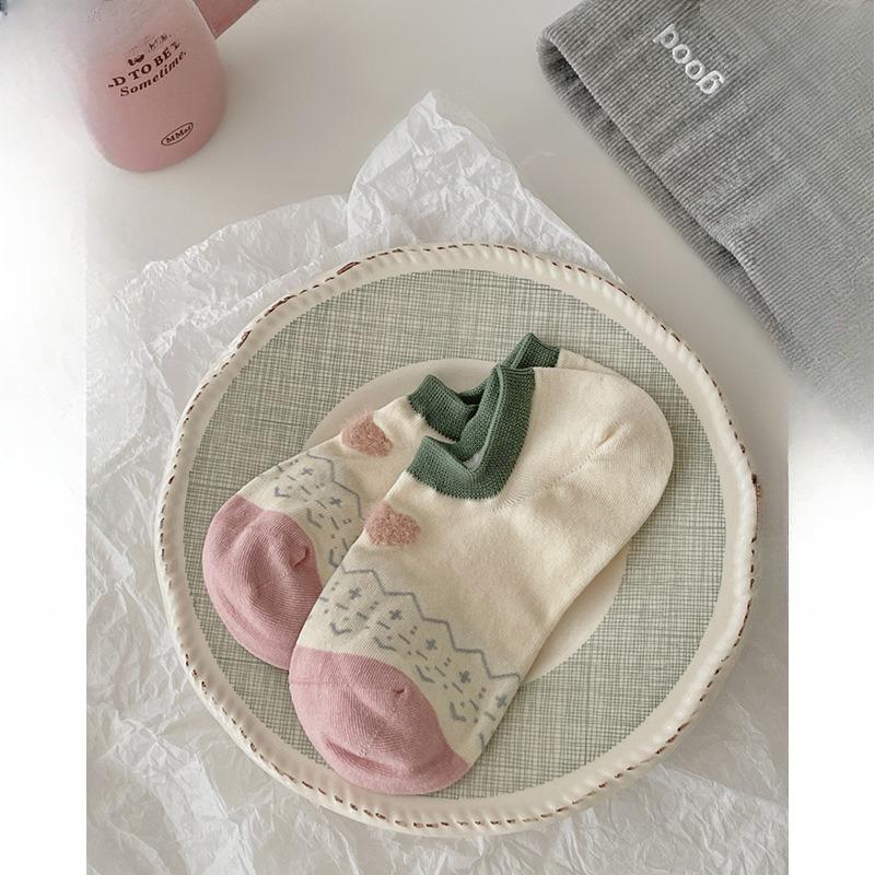 Spring and Summer Lightweight Children's Cartoon Bear Short Socks That Don't Come Off and Prevent Slipping Off - Shallow-angled Boat-shaped Socks
