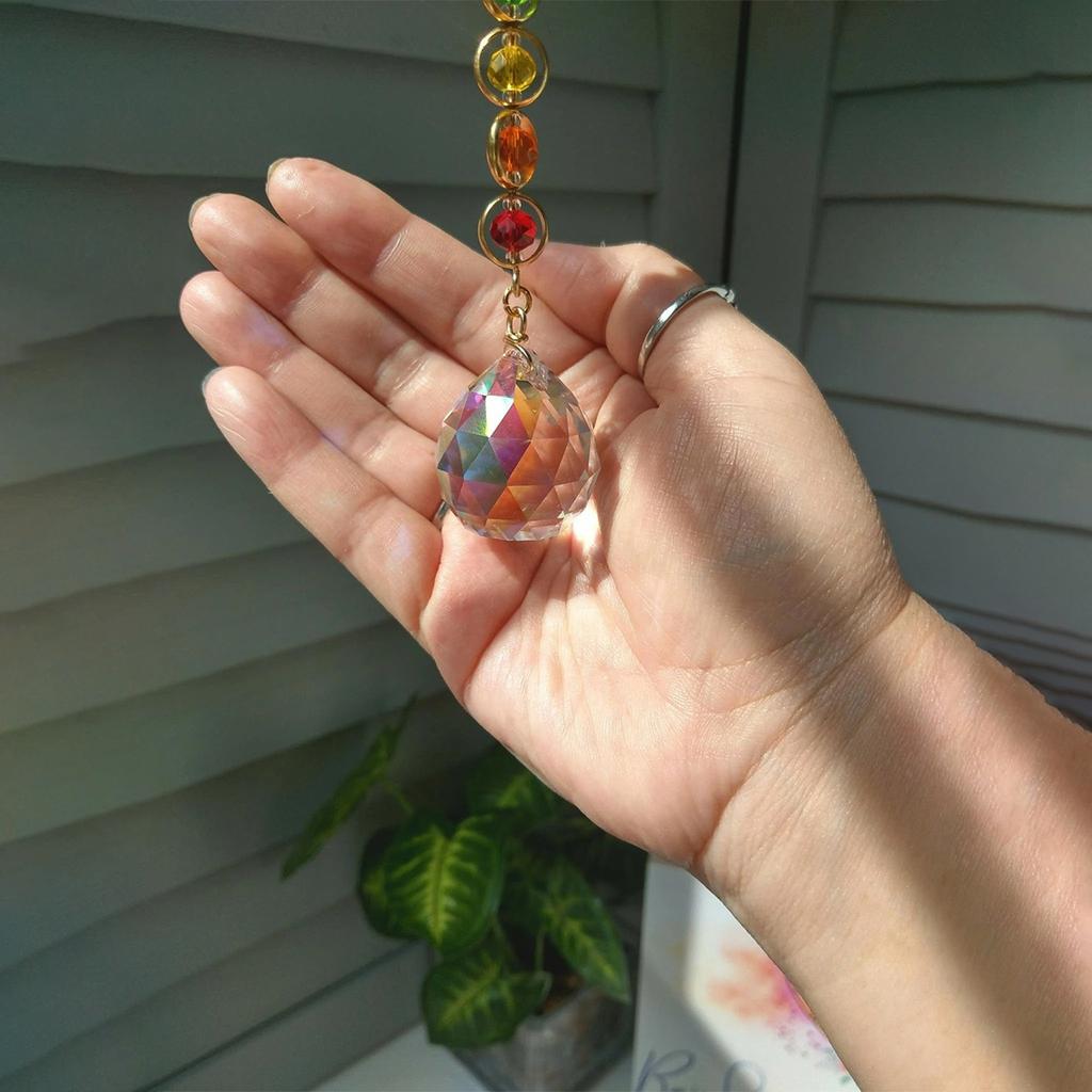 Crystal Suncatcher Mobile / Meditation / Home Decor / Rainbow Maker / Prismatic Suncatcher (Rainbow and Whimsy)