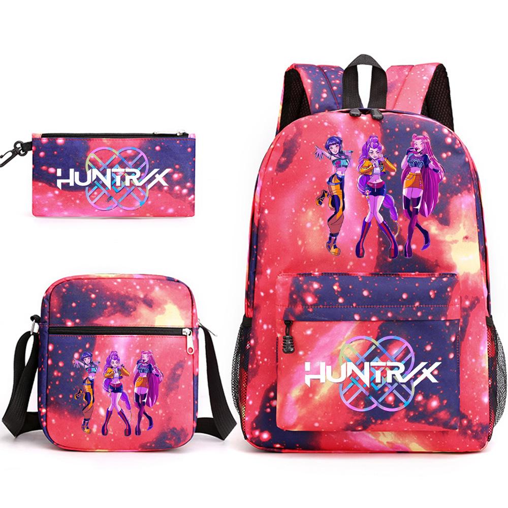 3Pcs/set Anime Printed Backpack with Shoulder Bag Pencil Case for Teenager Student Boy Girl School Bag Large Capacity Waterproof Bookbag Kid Gift