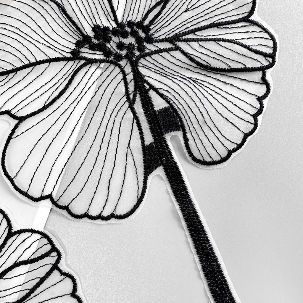 Black Lotus Organza Embroidered Flower Cloth Sticker Decorative Top T-Shirt Dress Clothing Accessories Cloth Sticker Accessories