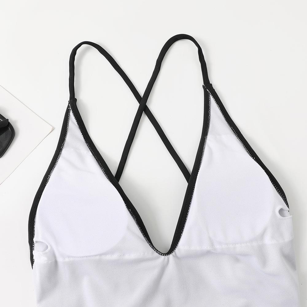 Costume da bagno sexy a fascia intera da donna 2023 stile europeo e americano, tinta unita e stampato