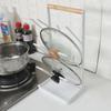Three-Tier Japanese-Style White Iron Pot Lid Rack with Water Tray